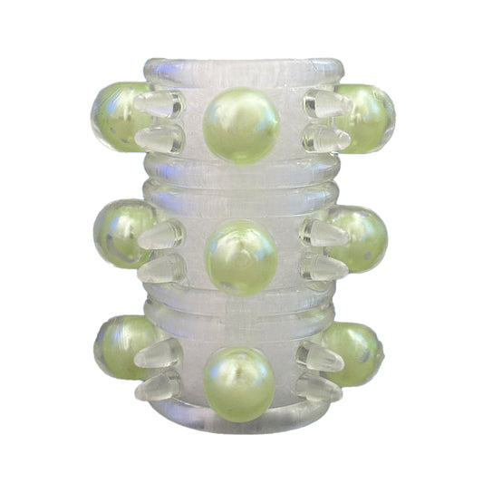 男女情趣大颗粒入珠套解压球龙珠环外挂珠锁精环夫妻情趣硅胶狼牙套羊眼圈